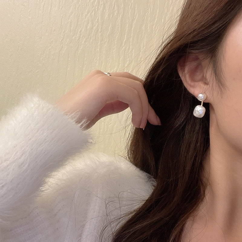 Sier Needle Elegant French Pearl Elegance Retro Minority Earrings