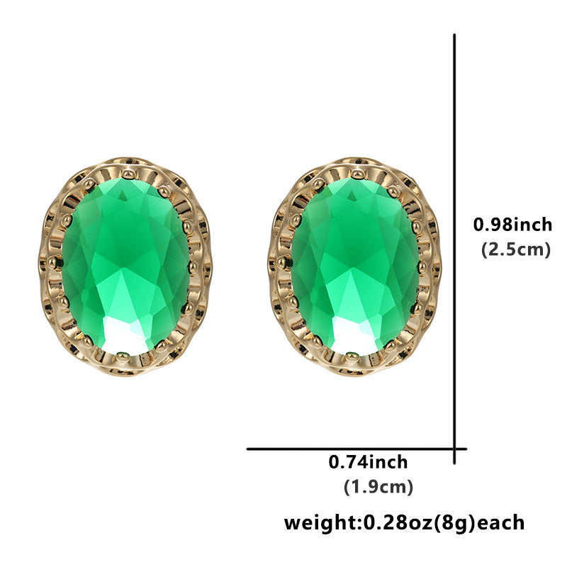 Women's Green Gemstone Refined And Simple Temperament Earrings
