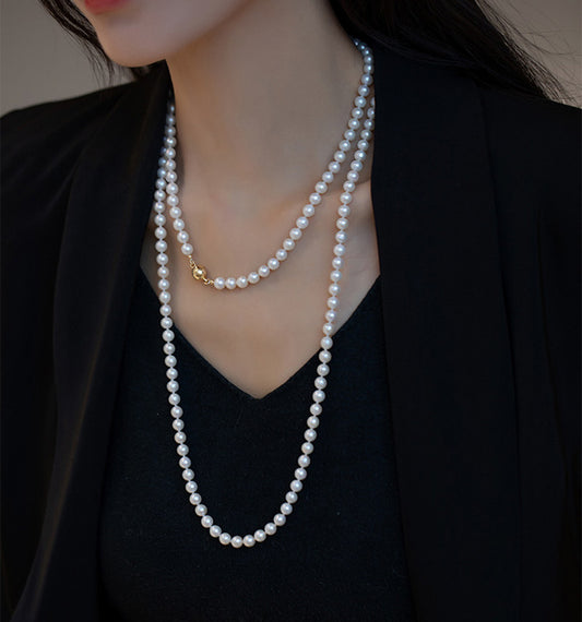 Stylish Elegant Twin Magnetic Buckle Pearl Necklaces