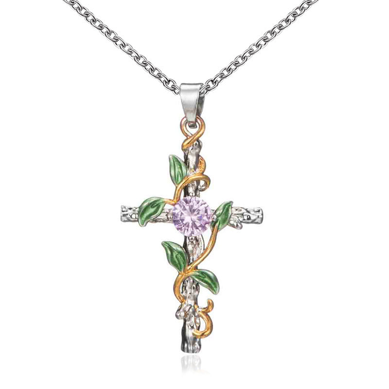 Diamond Cross Female Creative Design Geometric Necklaces