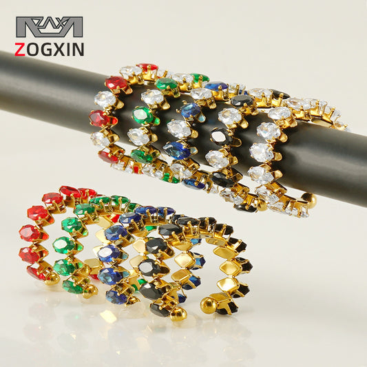 Damen-Ringe aus Edelstahl, modisch, goldfarben, verstellbar