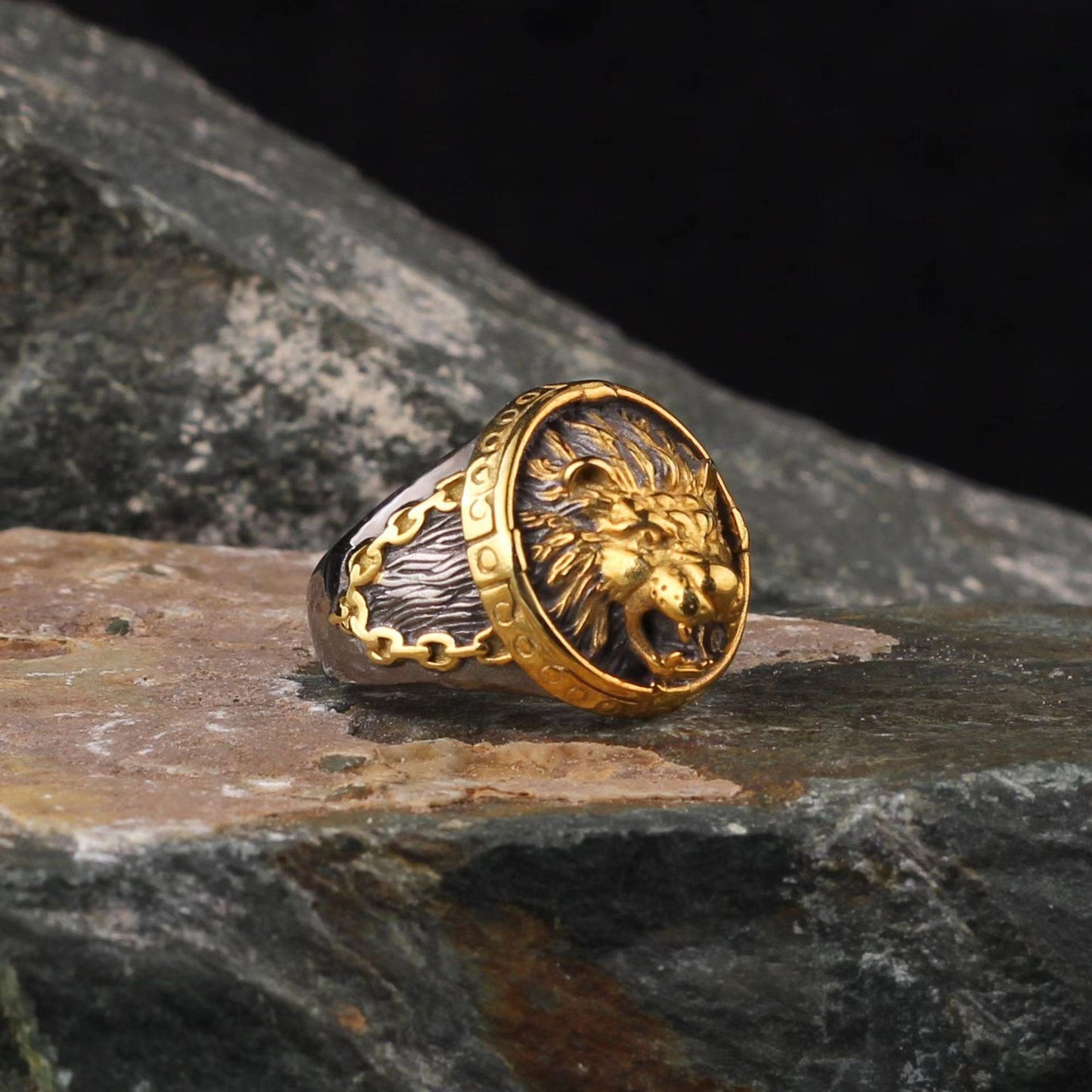 Ornament Gold Lion's Head Fashion Domineering Rings