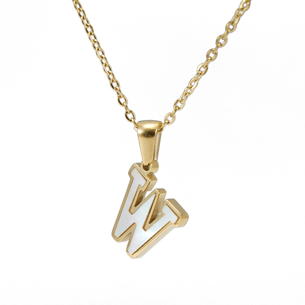 Women's Gold Shell Stainless Steel Letter Pendant Titanium Necklaces