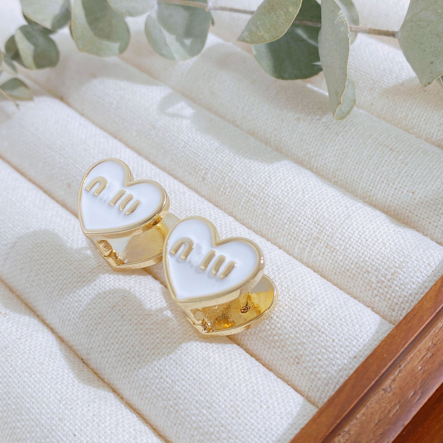 Women's Glazed Letters Heart-shaped Double-sided Ear Clip Fashionable Temperament Earrings
