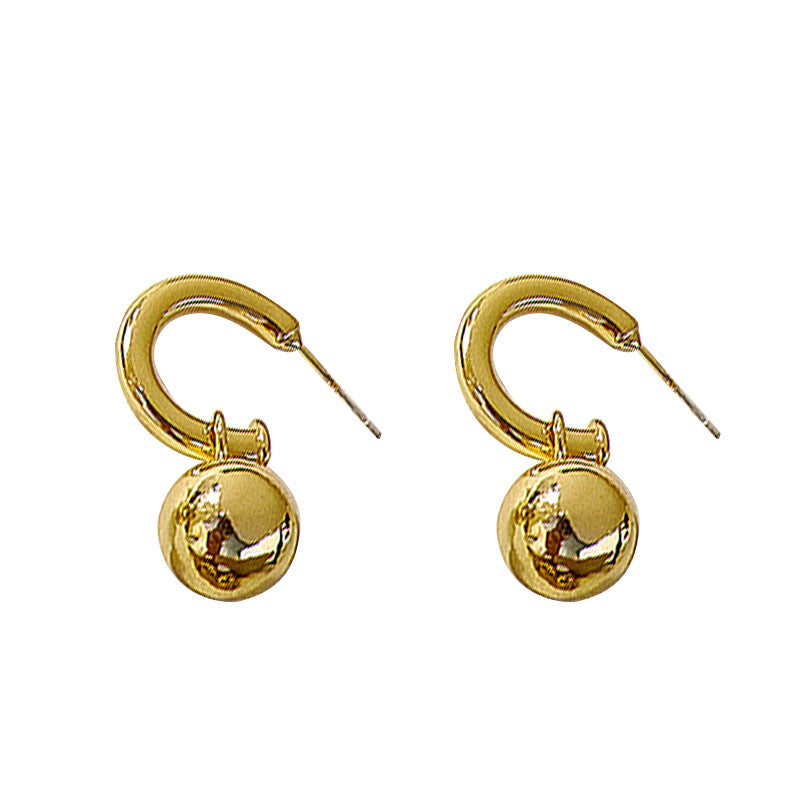 Simple Gold Ball Light Luxury Minority Earrings