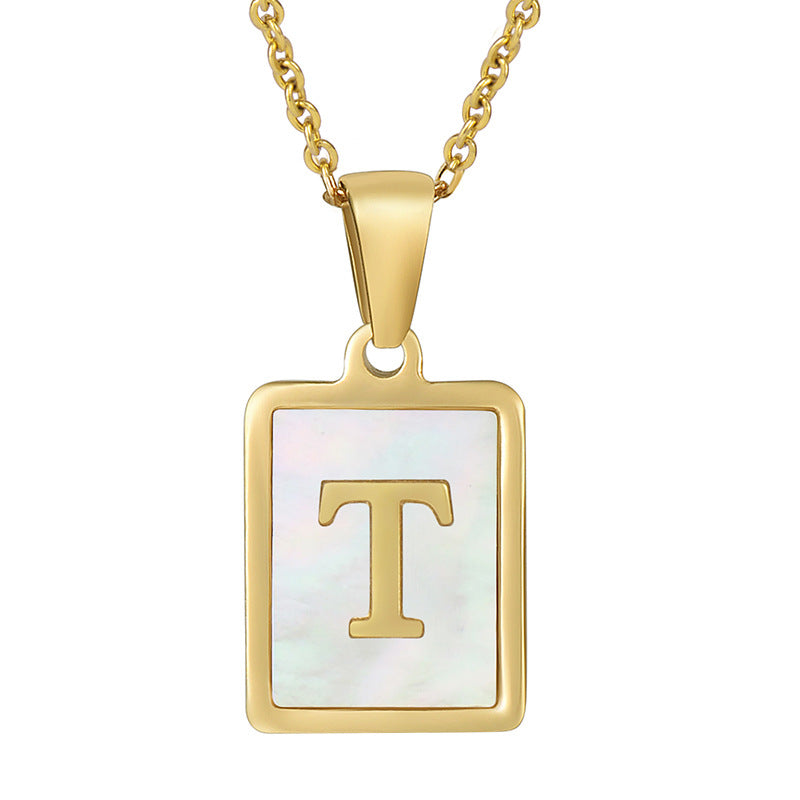 Steel Shell Letter Female Square Titanium Necklaces