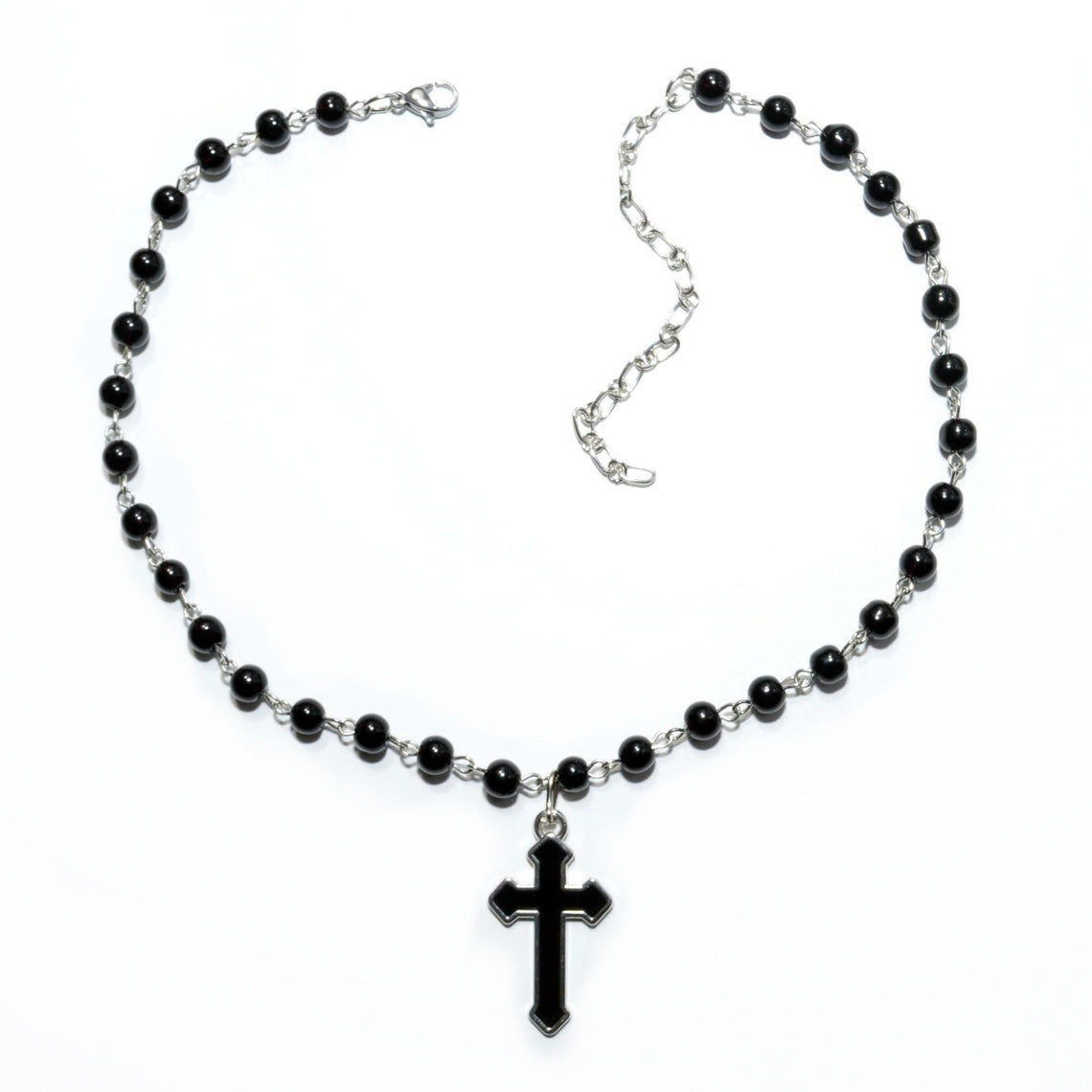 Punk Cross Gothic Ornament White Pearl Necklaces