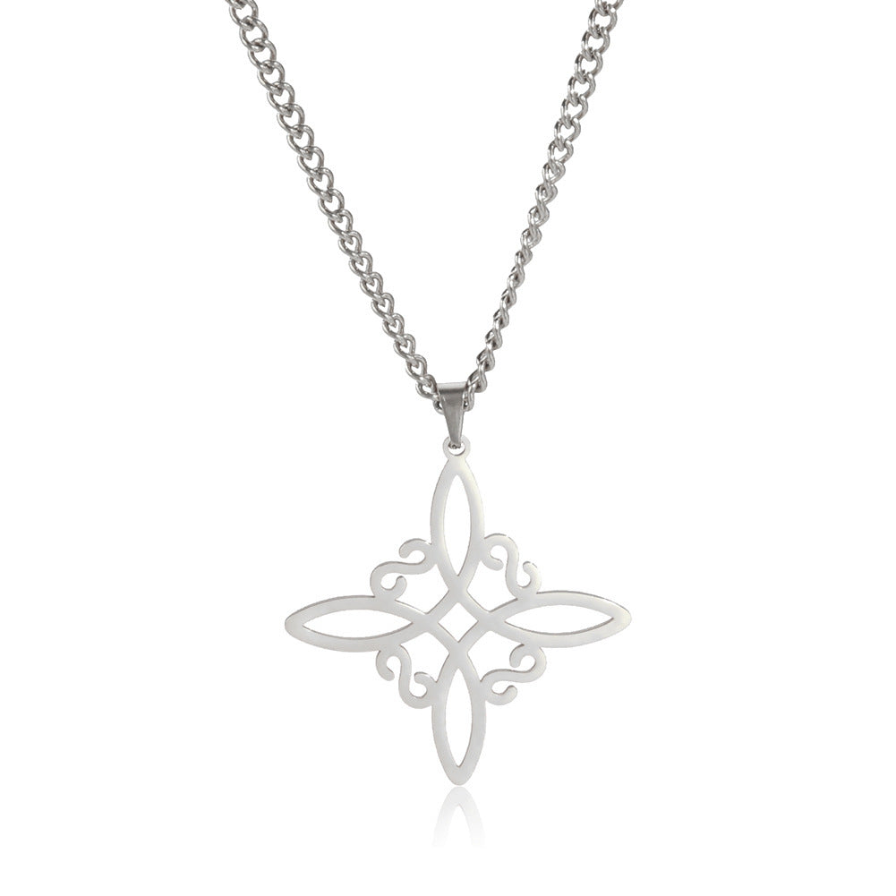 Ornament Simple Stainless Steel Square Celtic Necklaces