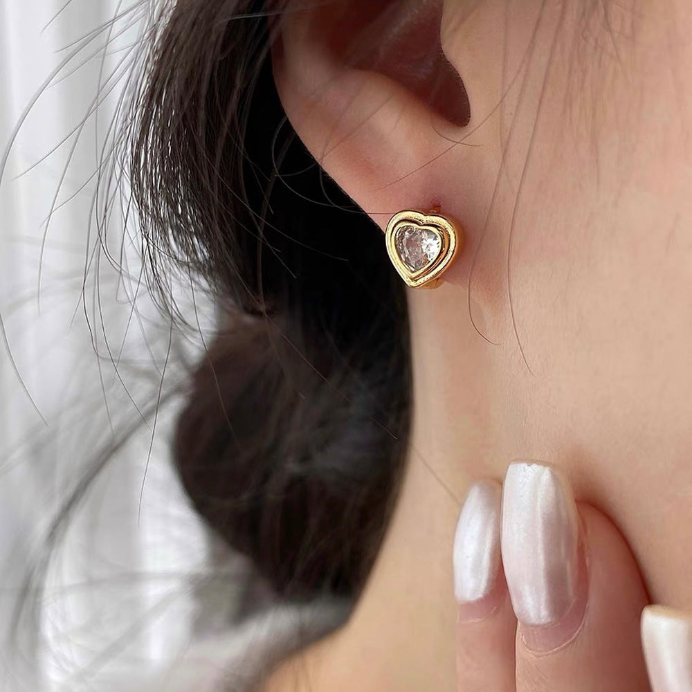 Women's Zircon Love Ear Clip Niche Design Earrings