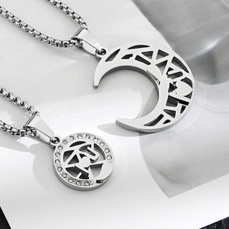 Women's & Men's Korean Style Star And Moon Pendant Couple Necklaces