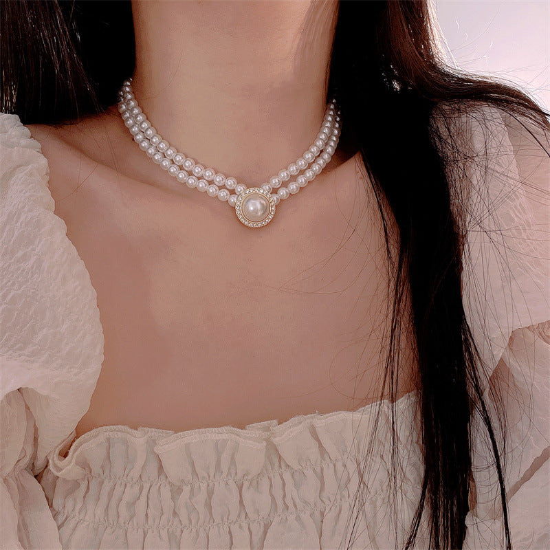 Women's Fashion Simple Double Layer Imitation Pearl Temperament Necklaces