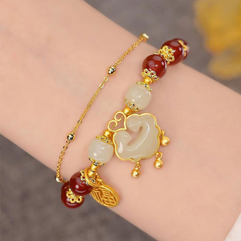 Safety Lock Jade Female Niche Retro Design Blessing Bracelets