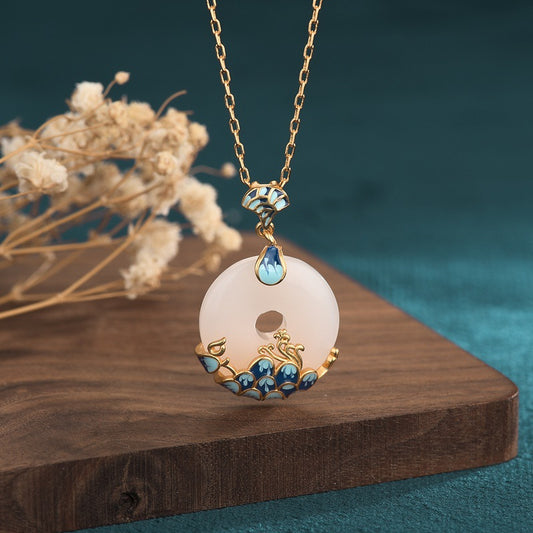 National Fashion Design Gold-plated Jade Pendant Vintage Necklaces