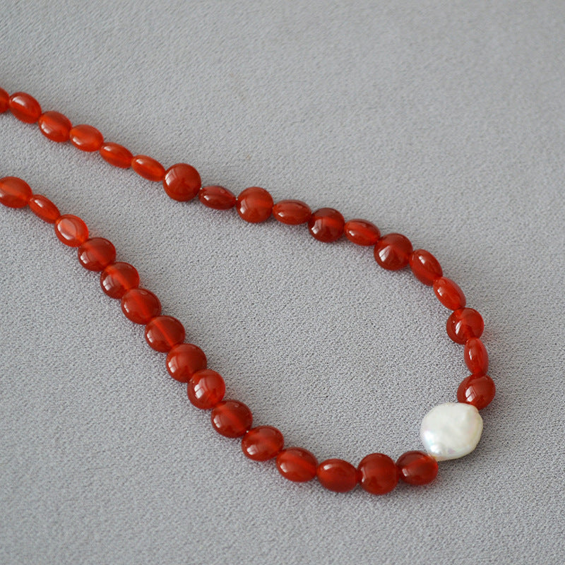 Real Stone Beaded Baroque Pearl Vintage Necklaces