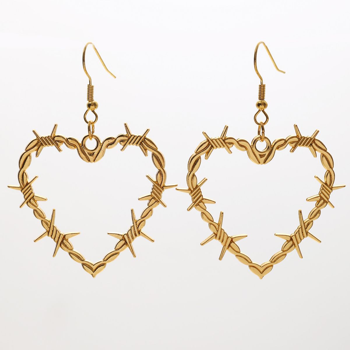 Barbed Wire Heart Gothic Pendant Metal Earrings
