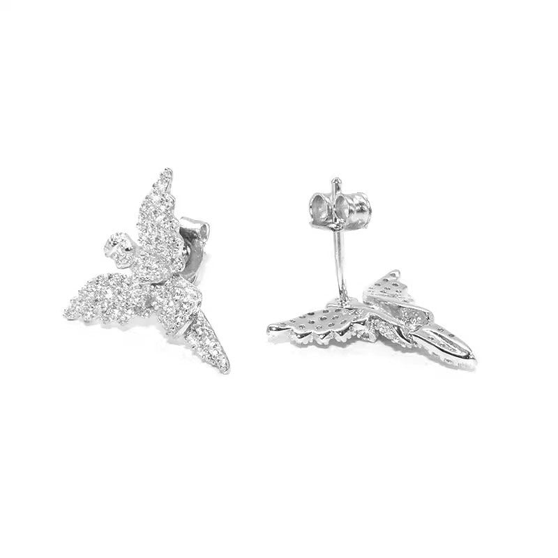 Men's Angel Wings Trendy Personalized Hip Hop Street Diamond Earrings