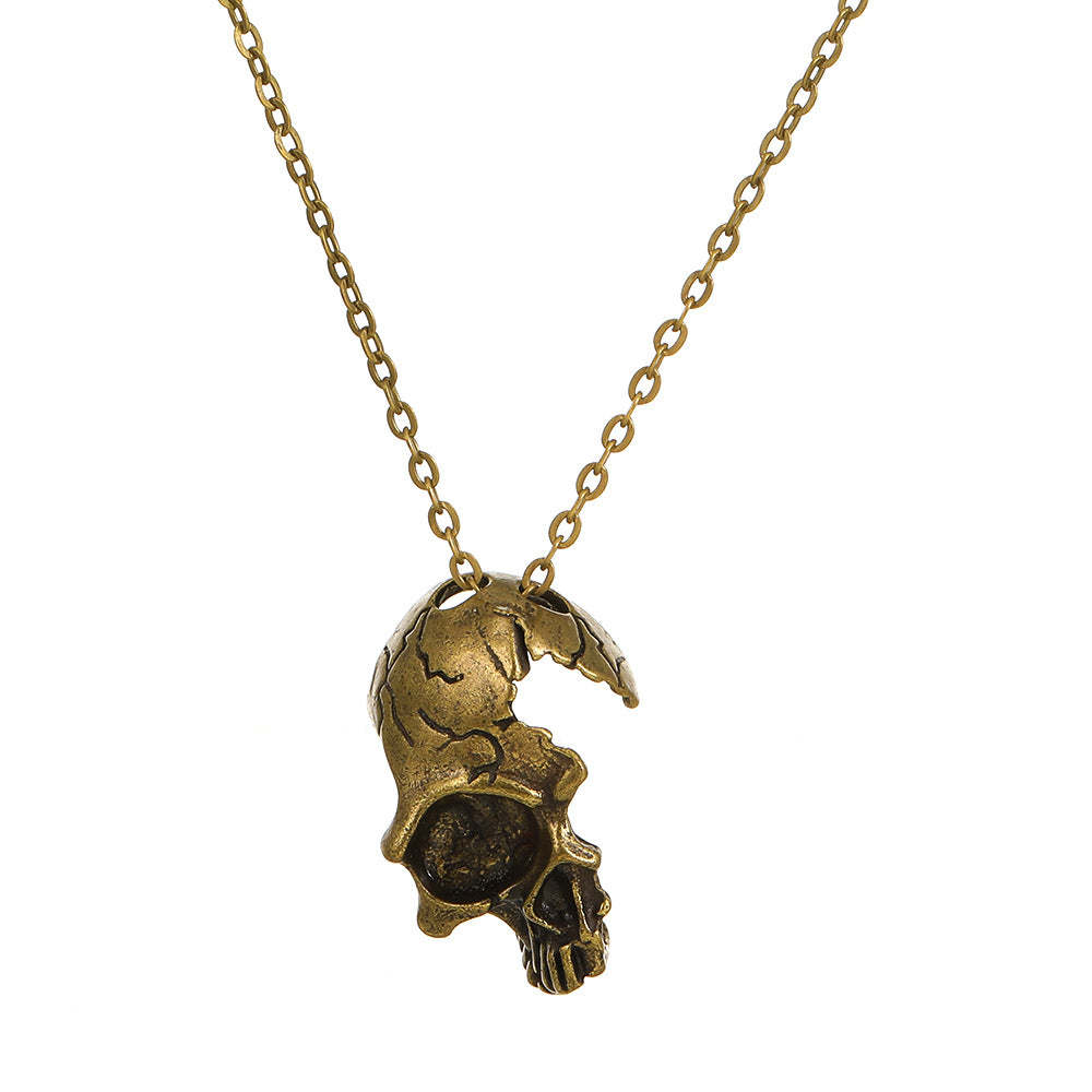 Men's Half Face Skull Vintage Alloy Pendant Necklaces