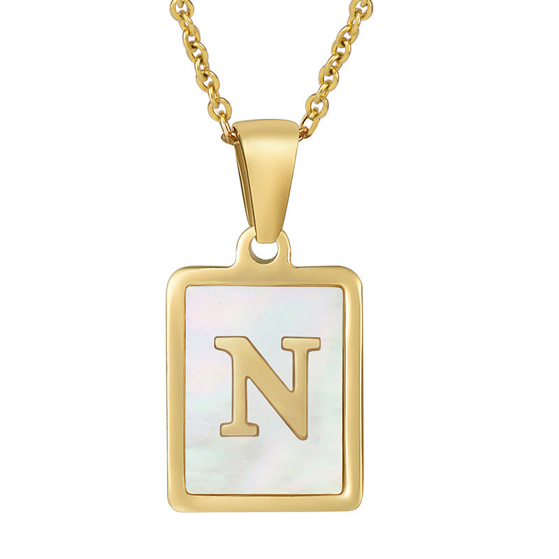 Steel Shell Letter Female Square Titanium Necklaces