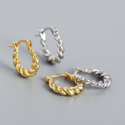 Affordable Luxury Sier Geometric Metallic Winding Twist Earrings