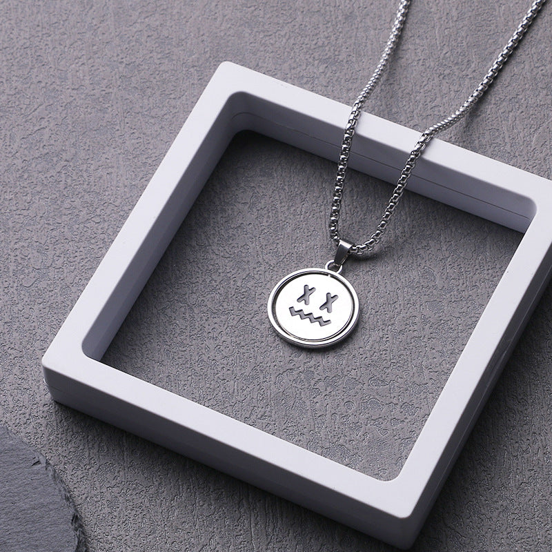 Sweater Chain Hip Hop Pendant Crying Titanium Steel Necklaces