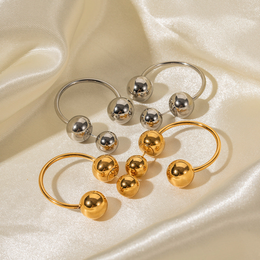 Women's Gold Stainless Steel Exaggerated Spherical Temperamental Earrings