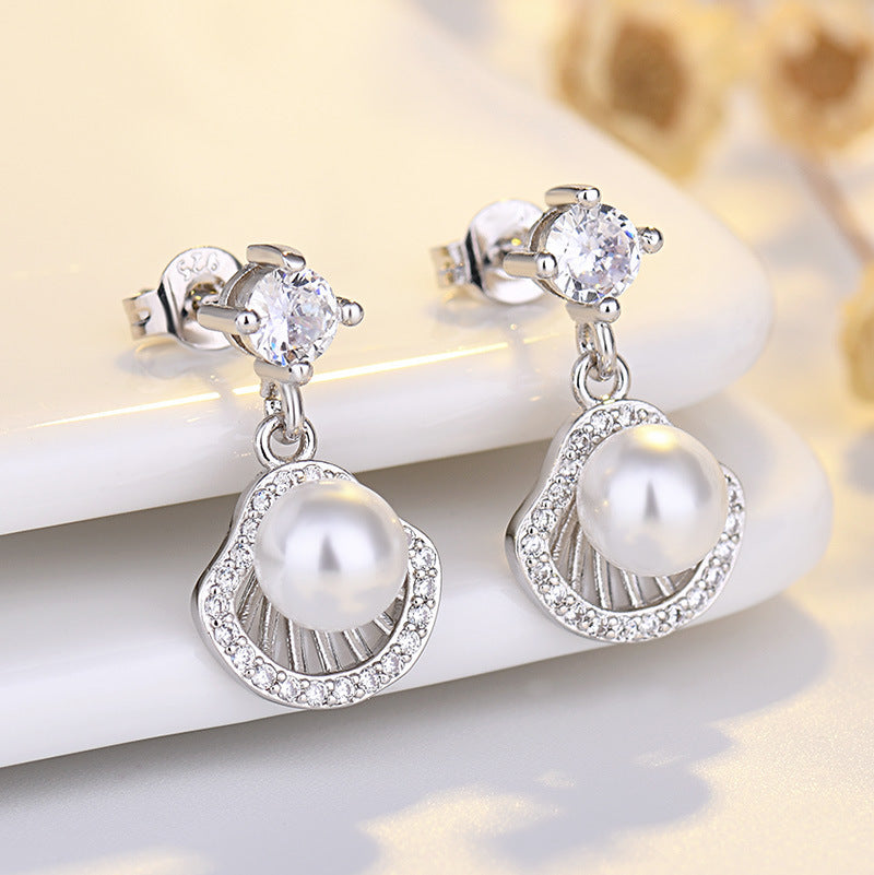 Women's Pearl High-grade Fashion Sier Pin Trendy Earrings