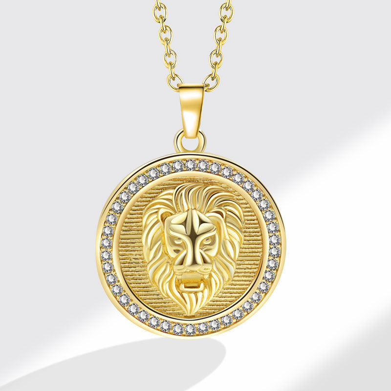 Hip Hop Ear Accessories Gold-plated Lion's Head Necklaces