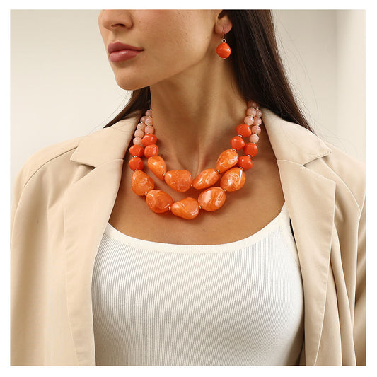 Trendy Jewelry Jelly Color Beaded Sweater Necklaces