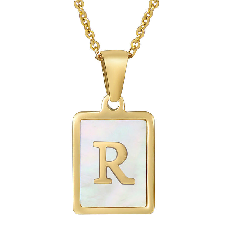 Steel Shell Letter Female Square Titanium Necklaces