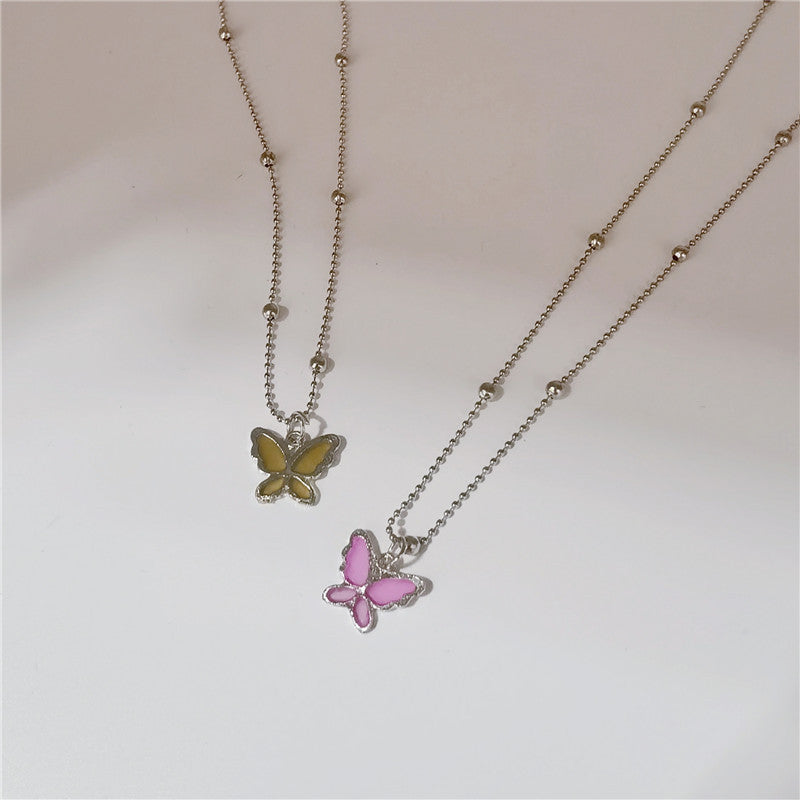 Women's Trendy Transparent Butterfly Simple Personality Clavicle Necklaces