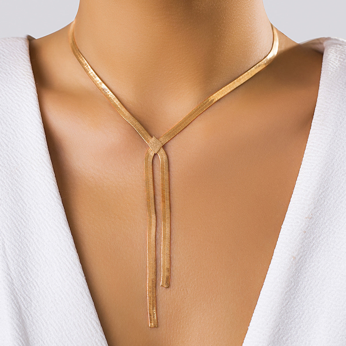 Women's Style Long V-shaped Tassel Niche Twin Necklaces