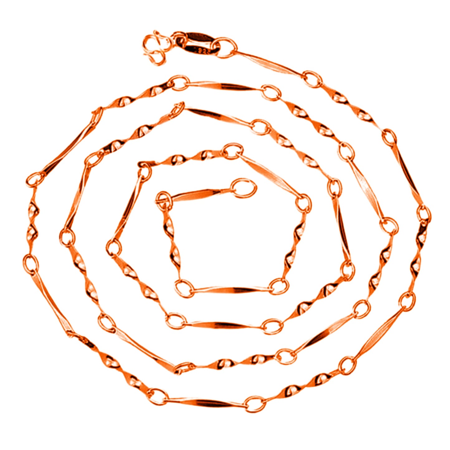 Copper Sier Plated Twisted Piece Chain Necklaces