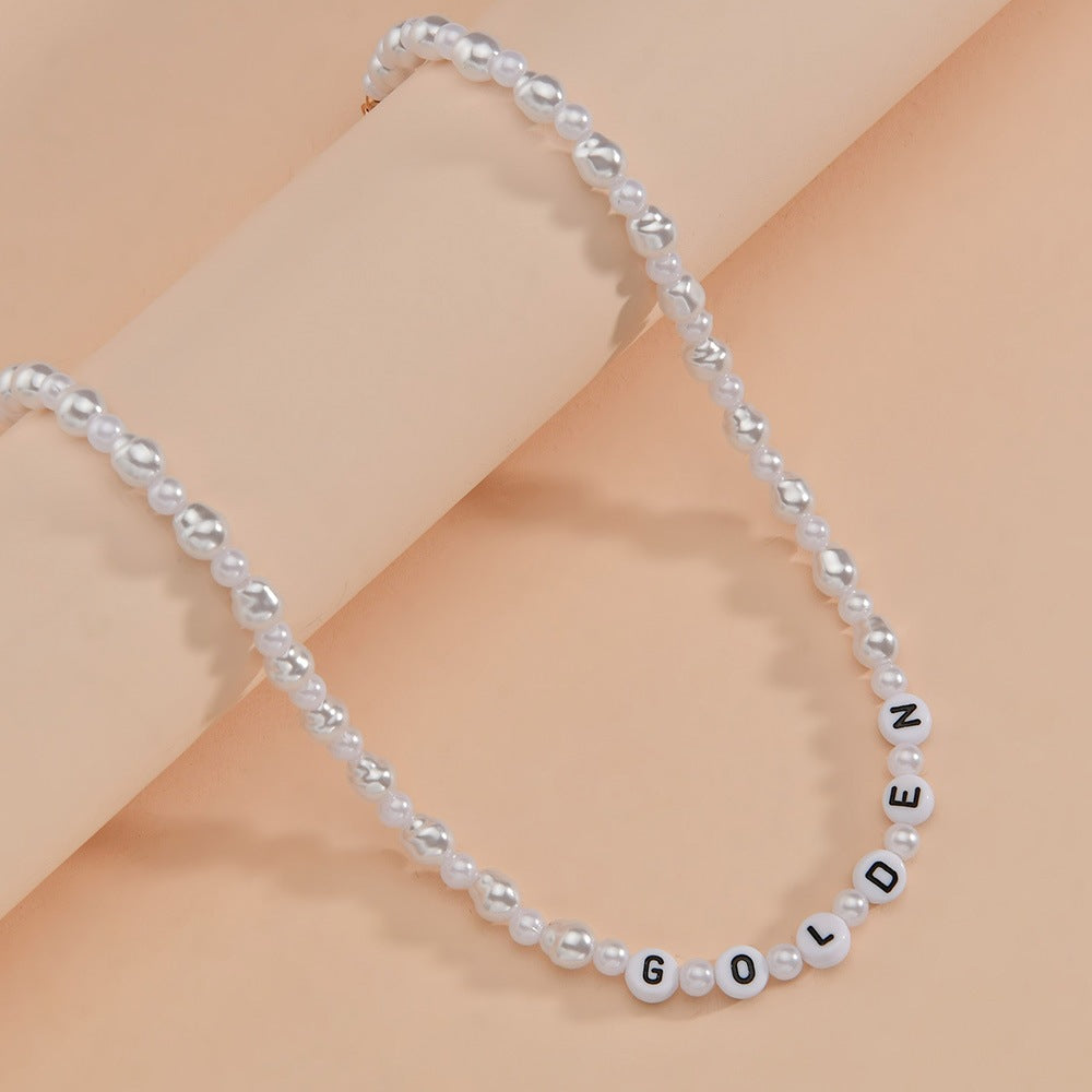 Fashion Shaped Gourd Pearl English Letter Necklaces