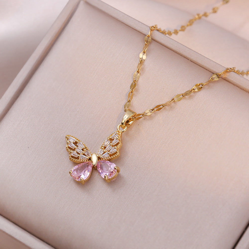 Style Butterfly Full Diamond High-grade Light Necklaces