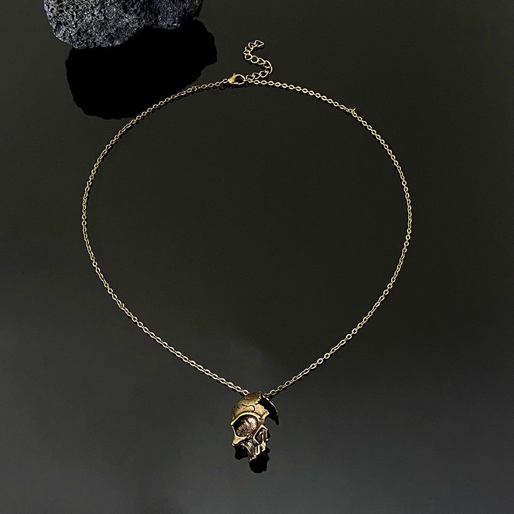 Men's Half Face Skull Vintage Alloy Pendant Necklaces