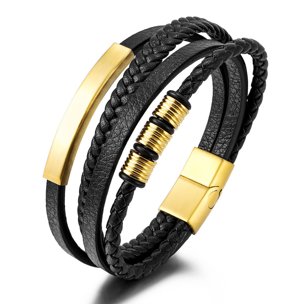 Bracelets tissés simples en corde de cuir durable pour hommes