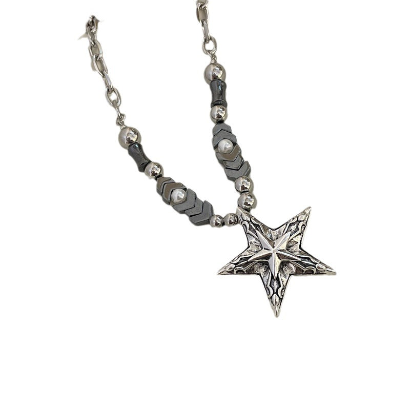 Women's & Men's Sier Five-pointed Star Pendant Hot Titanium Steel High-grade Necklaces