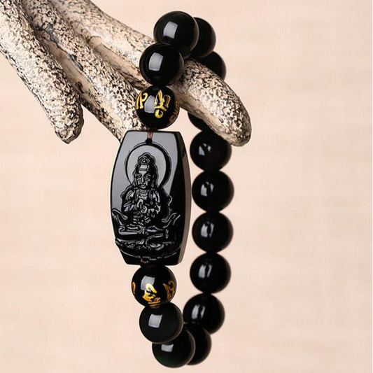 Bracelets Bodhisattva Imitation obsidienne du zodiaque, huit saints patrons porte-bonheur