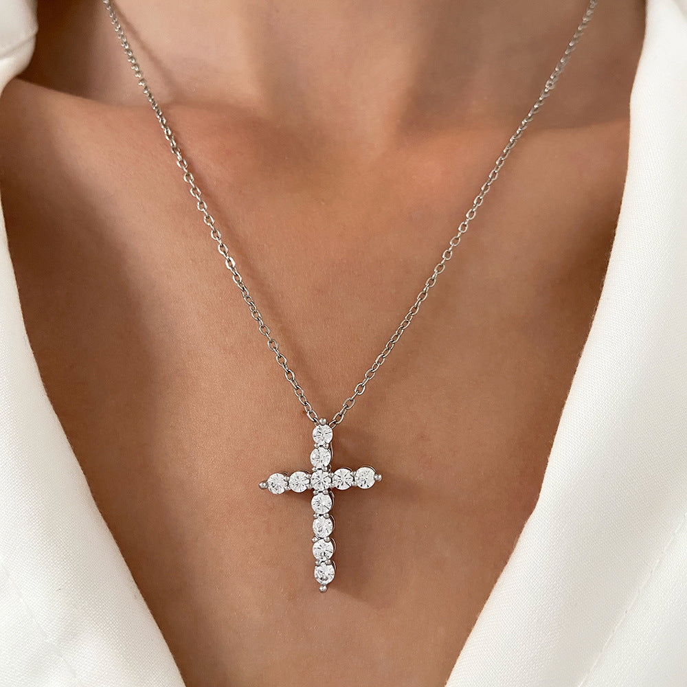 Colliers géométriques de conception créative de croix de diamant pour femmes