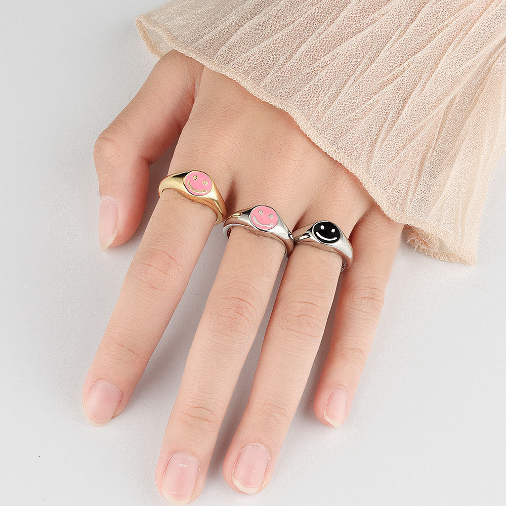 Personalized Simple Cute Smiley Face Expression Fashion Rings