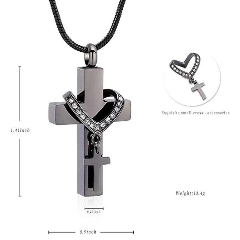 Stainless Steel Commemorative Pet Urn Cross Necklaces