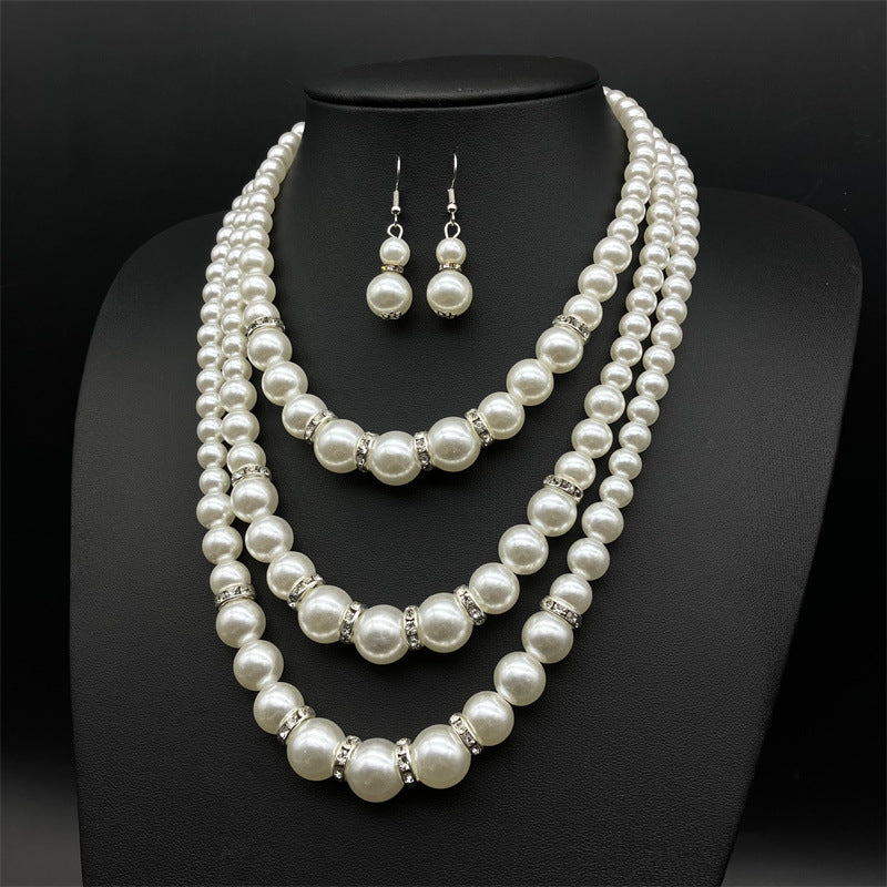 Imitation Pearl Set Of Ornaments Retro Necklaces