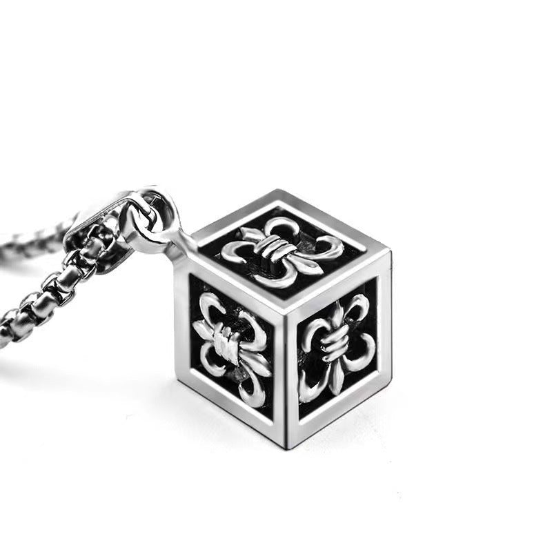 Colliers de Couple avec pendentif Cube et ornements de houblon pour hommes, chaîne de pull