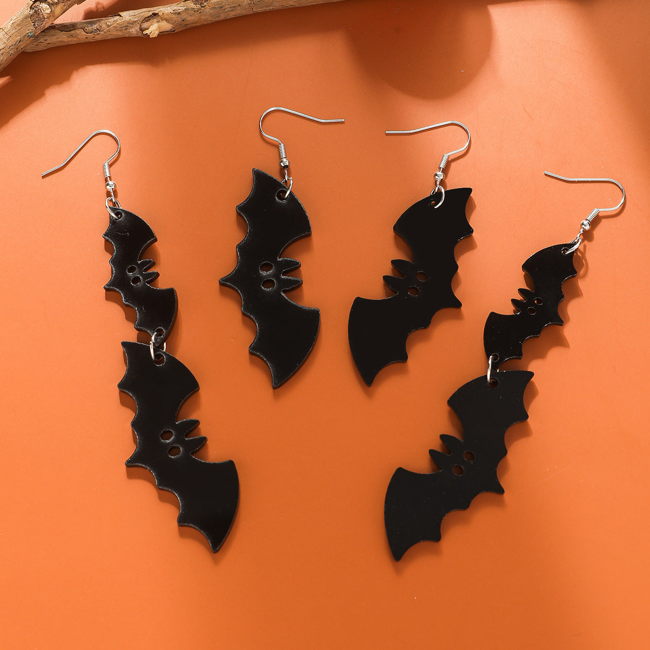 Trendy Unique Black Bat Acrylic Female Earrings