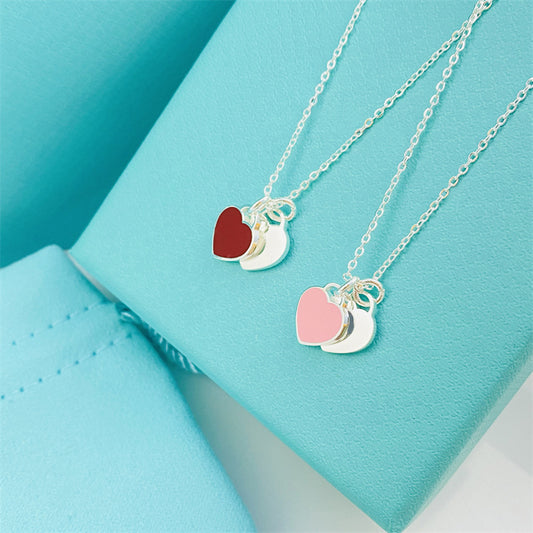 Colliers en chaîne de clavicule avec pendentif coeur de pêche en acier pour femmes