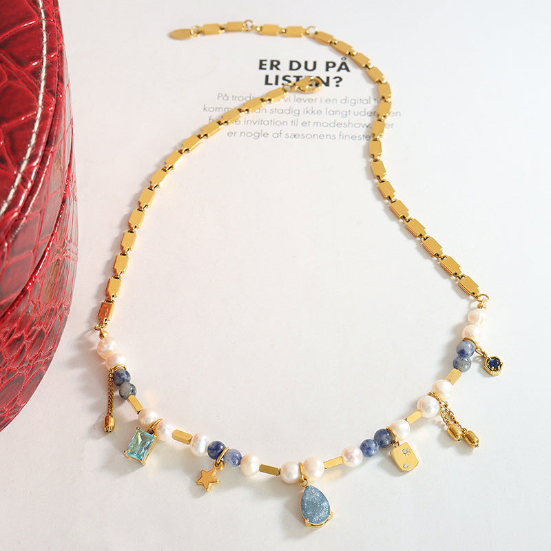 Mix And Match Geometric Material Natural Stone Freshwater Necklaces