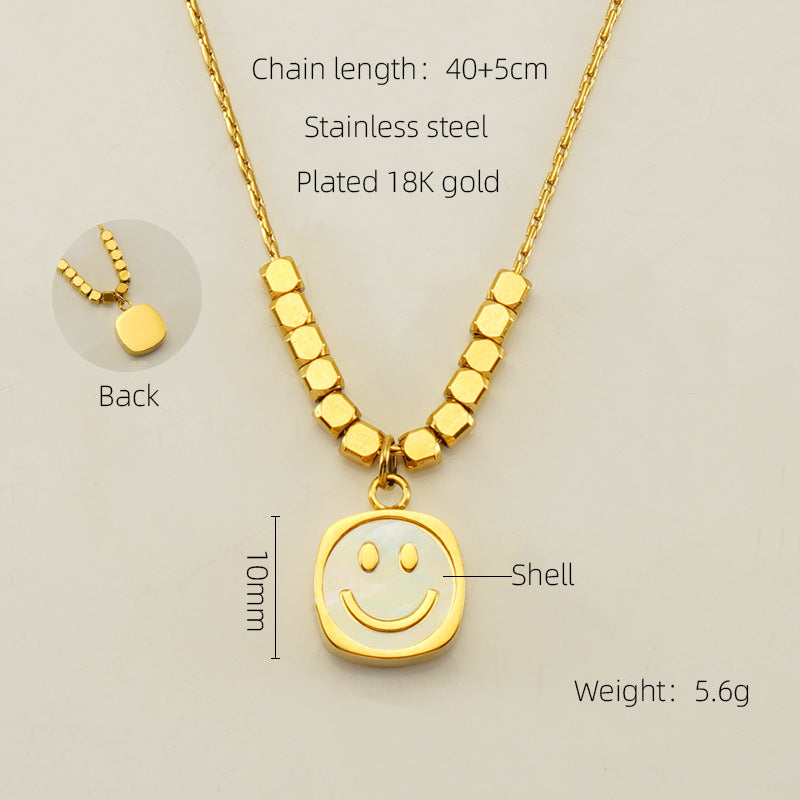 Women's Steel Explosion Rich Wind Smiley Face Pendant High-grade Necklaces