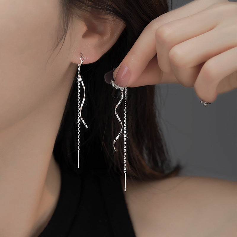 Women's Wavy Ear Threads Simple Fashionmonger Temperament Earrings