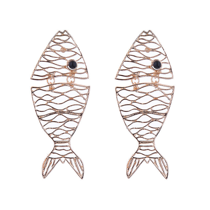 Fish-shaped Heart Simple Hollow Alloy Temperament Earrings