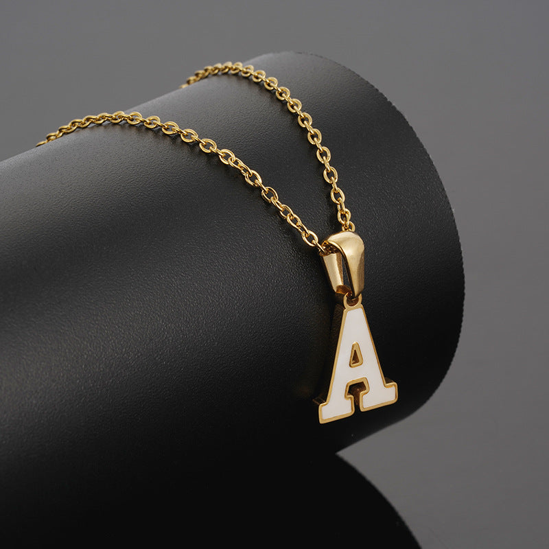 Women's Gold Shell Stainless Steel Letter Pendant Titanium Necklaces